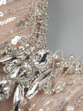 Glamorous Silver Sequin Spaghetti Strap Maxi Dress Gown with Cut-Out Detail and High Slit for Red-Carpet Galas