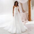 Women A-Line Wedding Dresses Strapless Princess Sleeveless Bridal Dress Formal Wedding Ball Prom Gowns Customized Custom Color