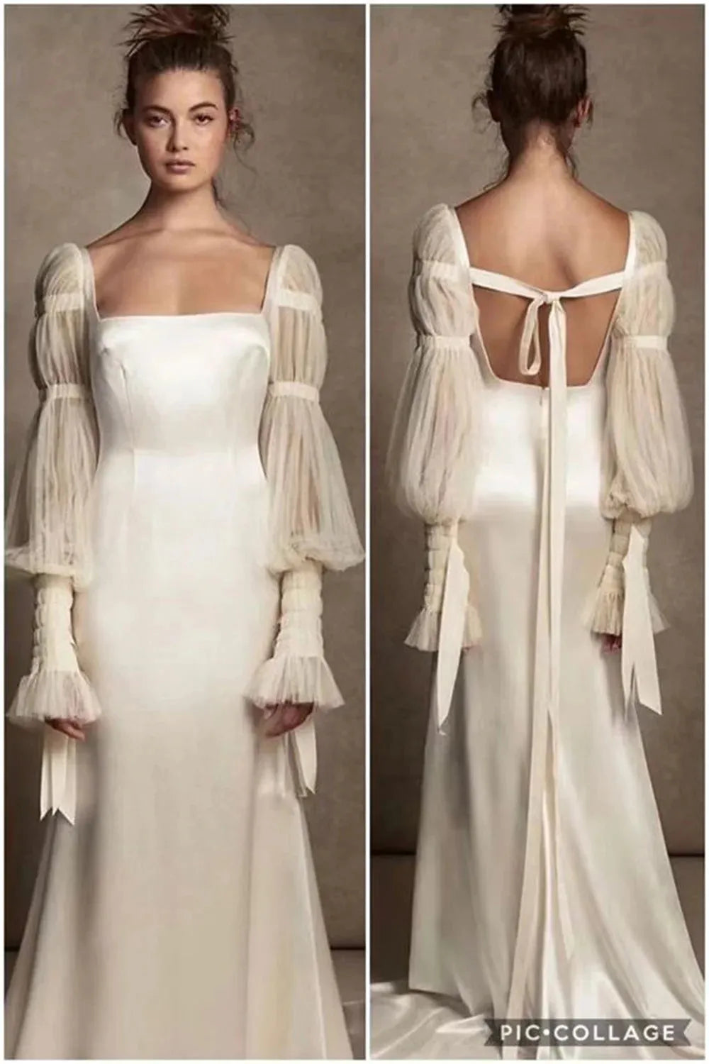White Long Train Puff Sleeves Mermaid Wedding Dress Detachable Shawl فستان حفلات الزفاف Elegant Backless Prom Dress as pic