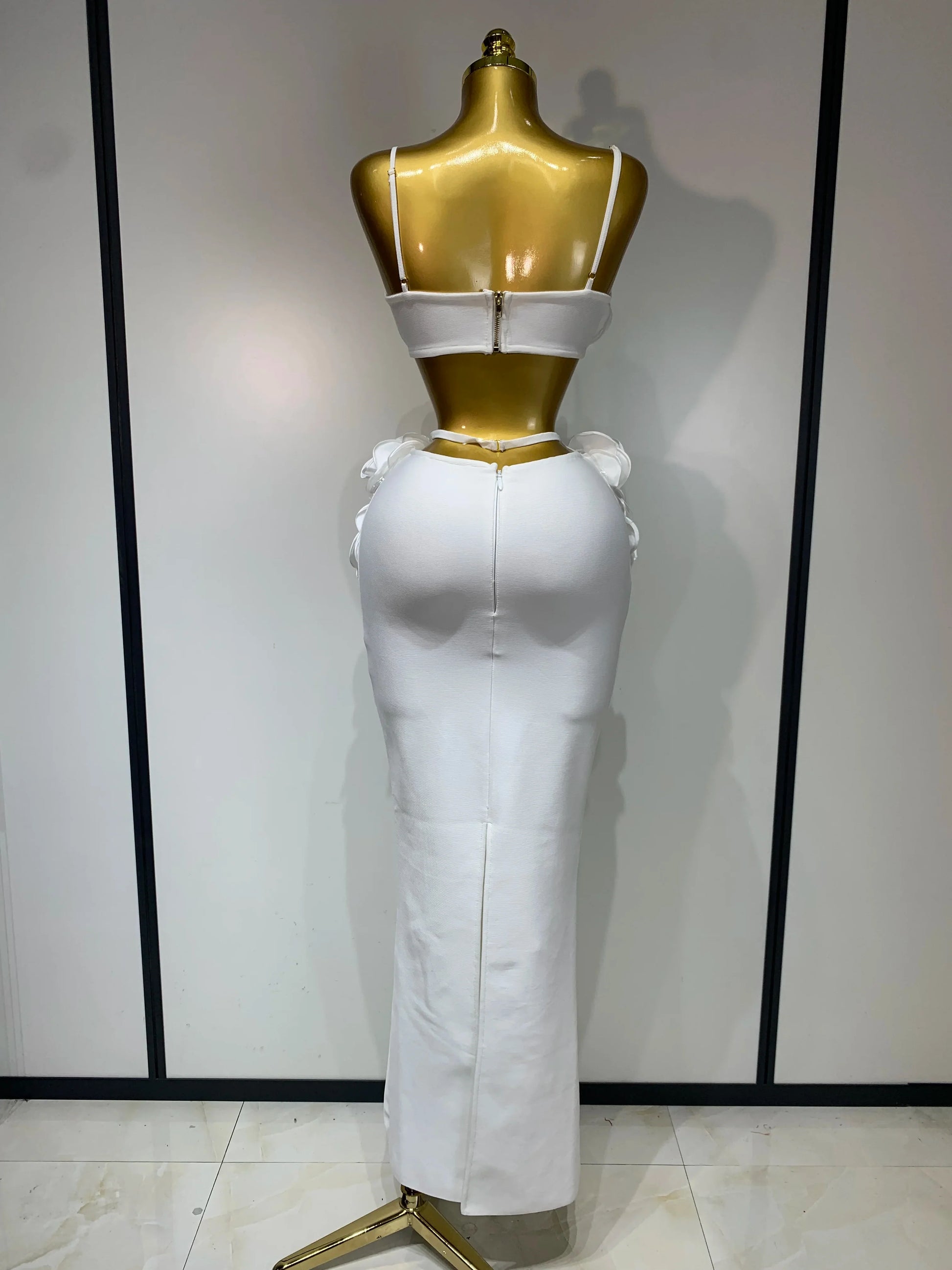 Women Sexy Camisole Floral Bandage Long Skirts Two Piece Set Celebrity Elegant Party Cocktail Prom Gown Nightclub Outfit