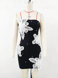 Autumn Wome Strapless Sleeveless Sexy Bandage Dress With Three-Dimensional Flower Bead Design Bodycon Backless Mini Dress