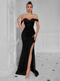 Cocktail Dress For Women Off Shoulder Sexy Floor Length Party Evening Night Outfit Club Formal Wedding Guest Maxi Gala Vestidos black
