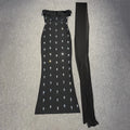 Vintage Elegant Black Strapless Sleeveless Crystal Dress for Galas Party Evening Gown