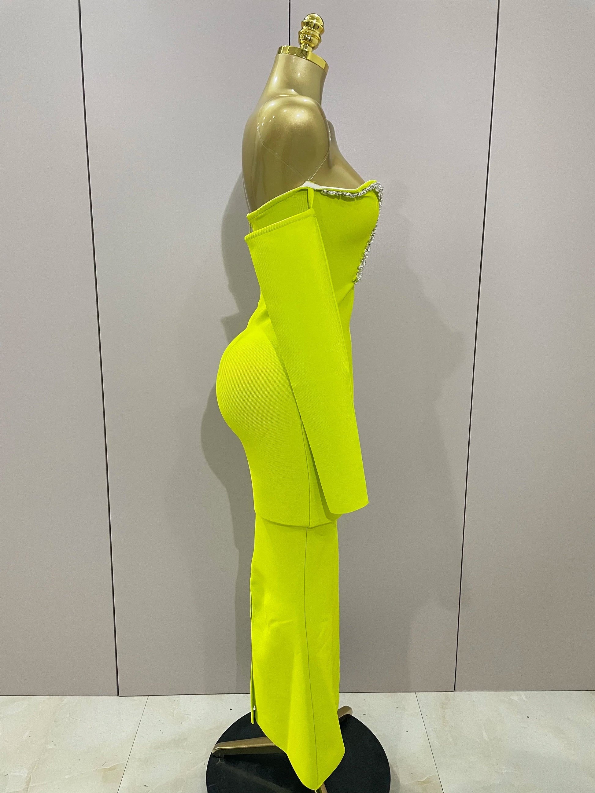 Sexy Off Shoulder Luxury Diamonds Long Bodycon Bandage Dress Women Celebrity Elegant Prom Gown Birthday Club Cocktail Dress