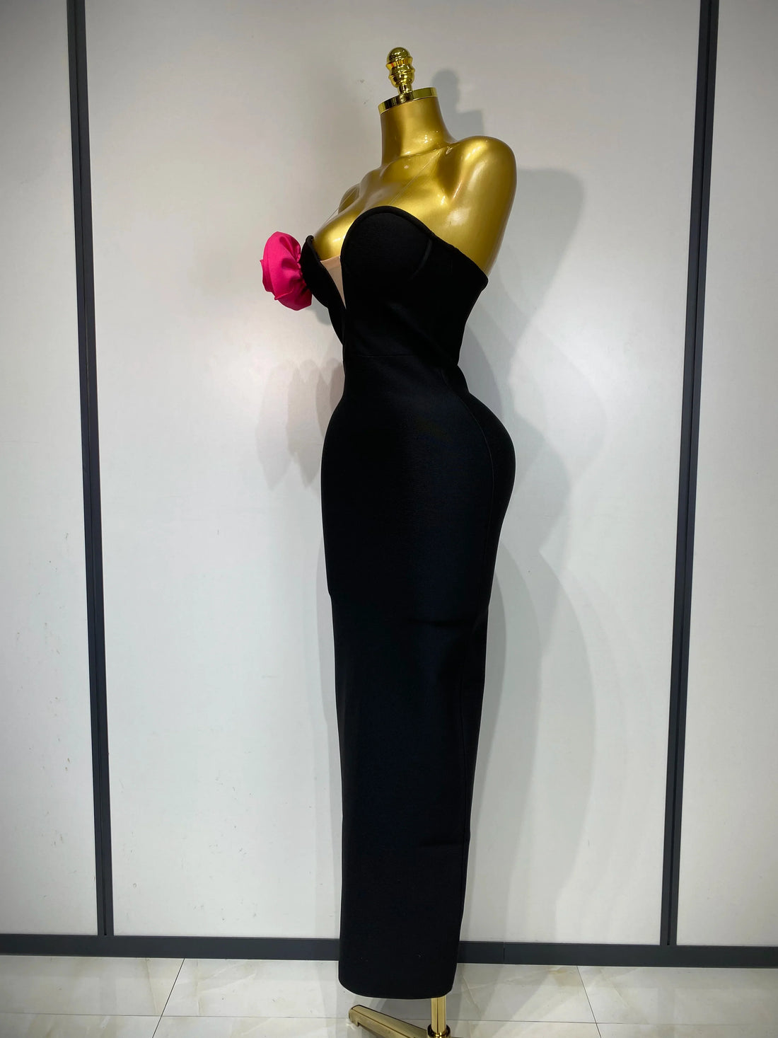 Women Sexy Strapless Backless Flower Patchwork Maxi Long Bandage Dress Elegant Evening Club Luxury Birthday Party Dresses black