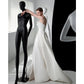 French Luxury White Satin Trailing Wedding Dresses for Bride Women Elegant Sexy Strapless Long Prom Party Dress vestidos