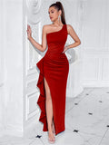 Formal Dresses Prom Women Long Evening Dress Elegant Party Black Celebrity One Shoulder Cocktail Wedding guest Blue Bodycon Red