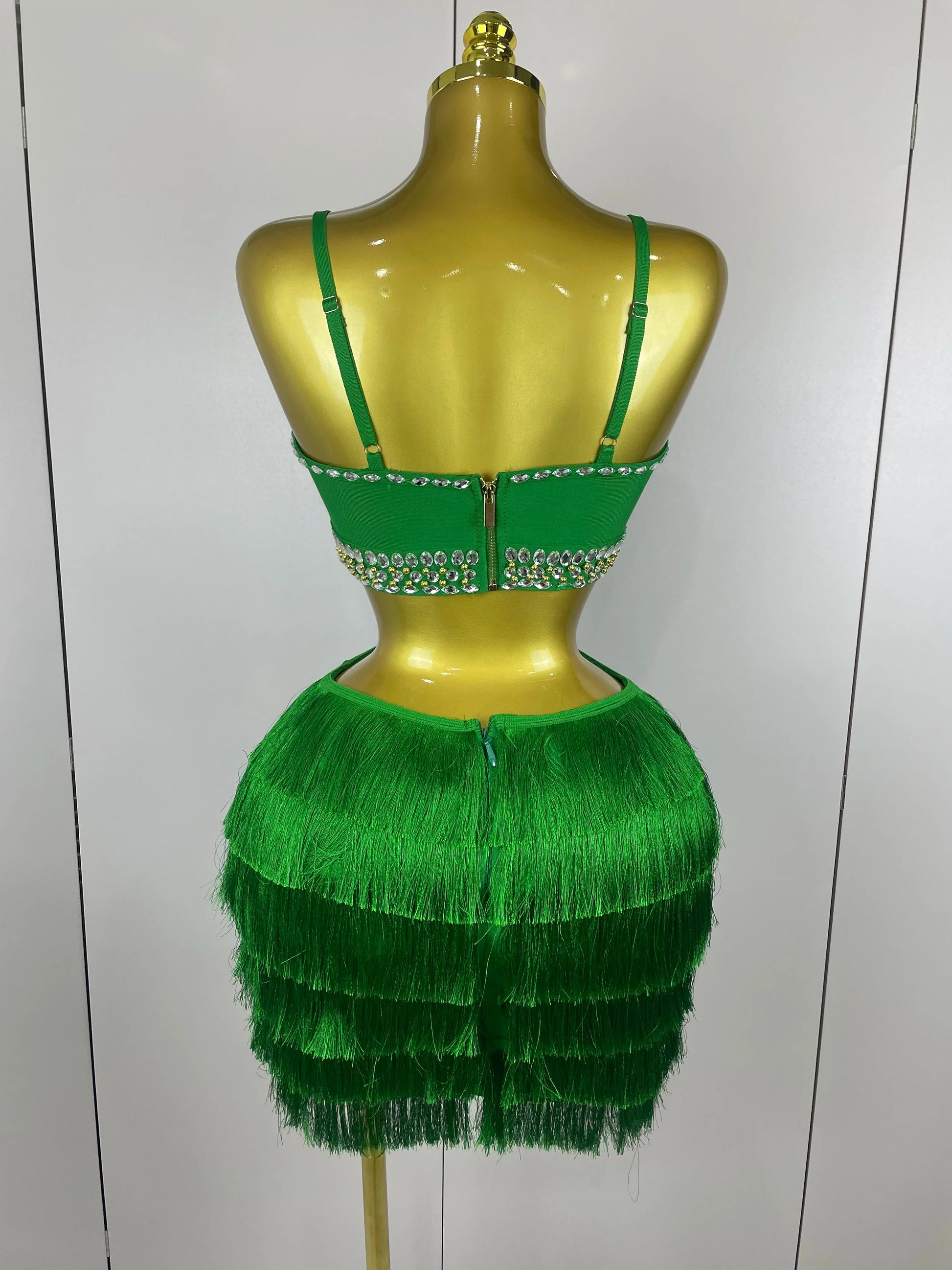 Women Sexy Green Sling Backless Dress Bodycon Bandage Dress Celebrity Elegant Evening Club Luxury Birthday Party Dresses