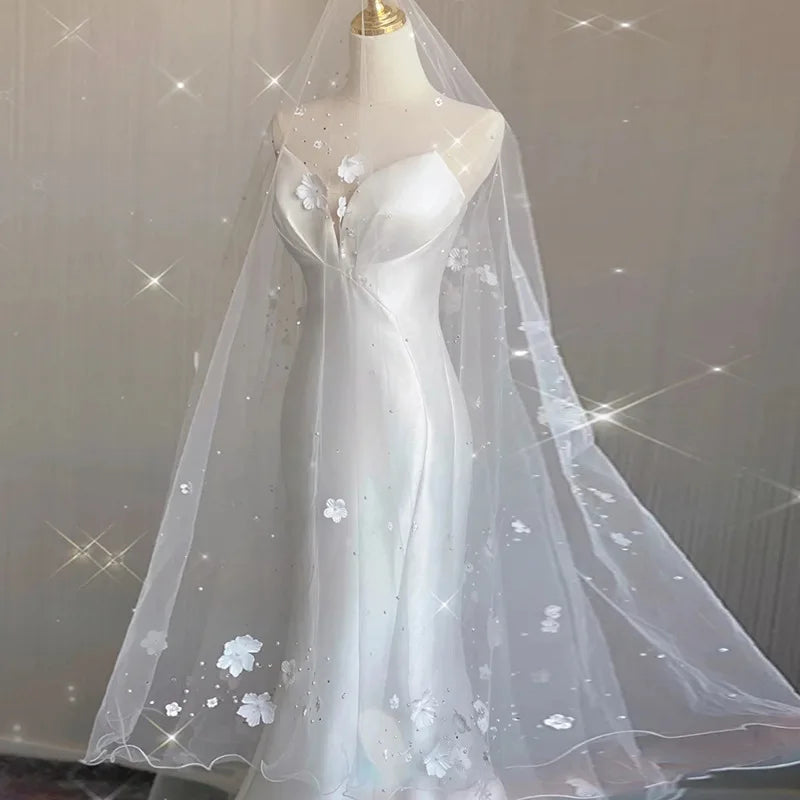 Luxury White Satin Wedding Wedding Trailing Mermaid Maxi Dresses for Bride Elegant Long Prom Evening Ospite Cocktail Party Dress Domande da donna
