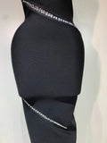 Women Celebrity Sexy Backless Halter Black Crystals Bandage Dress Knitted Elegant Evening Club Party Luxury Birthday Dress