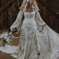 Appliques floreali bohémien in pizzo abiti da sposa a-line da abiti da sposa a manica lunga spalla Vestidos de nolia