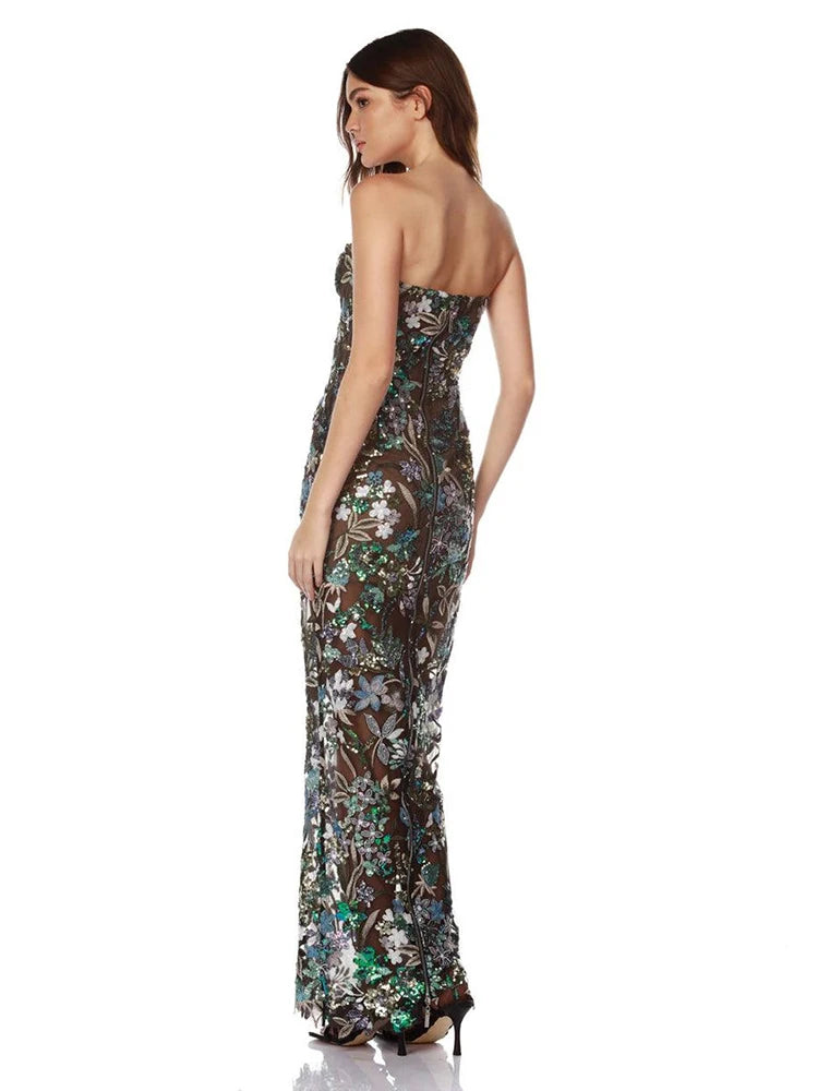 Celebrity Party Dresses For Women Summer Holiday Wear Sexy Sleeveless Embroidery Design Long Gowns