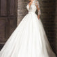 Gaun Perkahwinan Renda Elegant Vestido de Novia Half Sleeves V-Neck Bride Dress Sweep Train Poket Sesuaikan Robe De Mariee