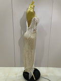 Sexy Luxury Sparkly Sequin Tassel Two Piece Set Women Evening Party Birthday Singer Performan Costume Nightclub Girl Outfit