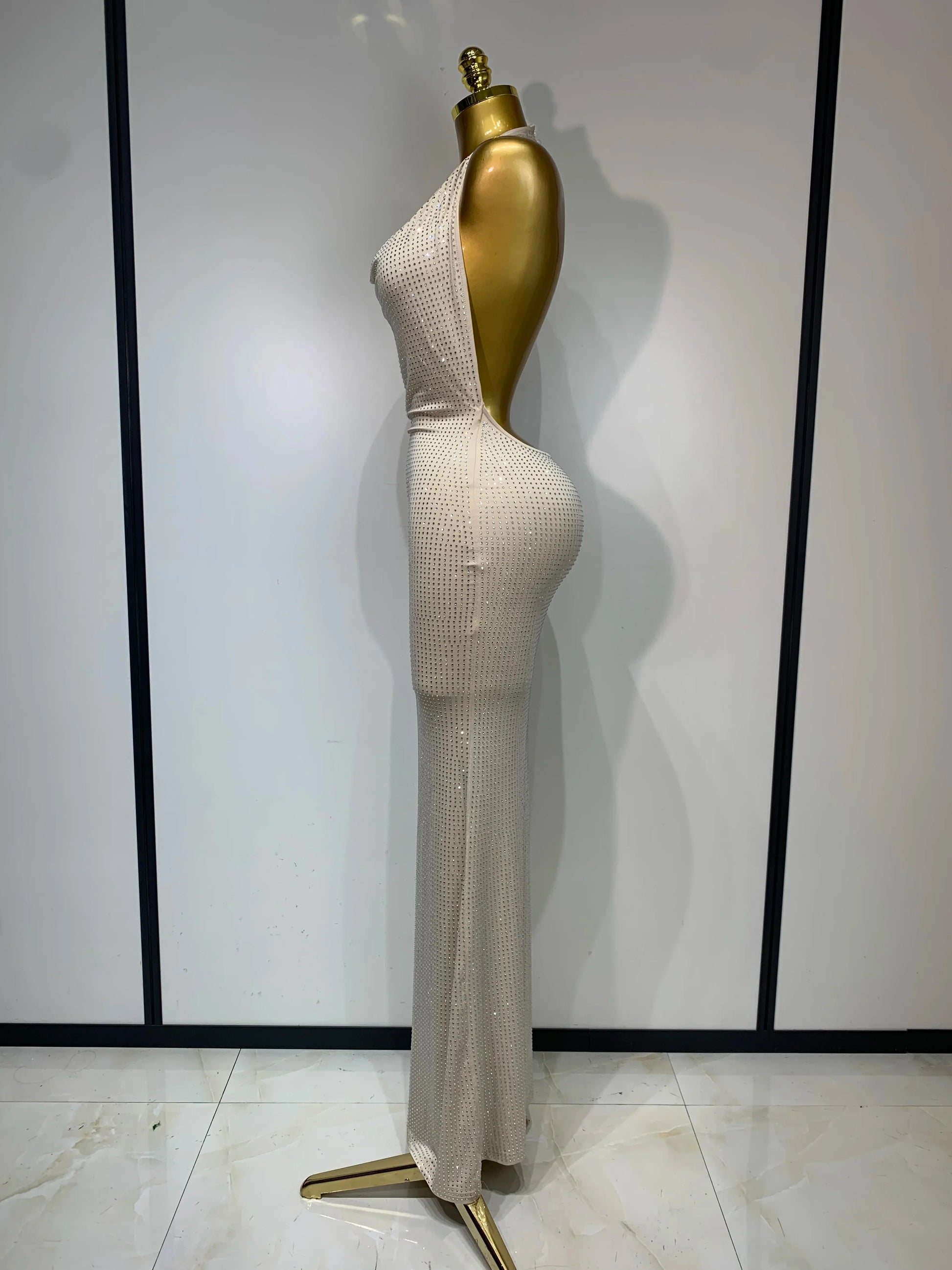 Sexy Backless Bodycon Dress Women Eegant Birthday Evening Party Dresses Luxury Formal Prom Dresses Sparkly Nightclub Vestidos