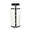 All Match Style 2 Color Golden Buttons Package Hips Knee Length Bandage Skirt Fashion Office Lady Wear Woman Basics item