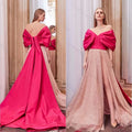 Fuchsia and Pink Off the Shoulder Evening Dress Formal Party Dresses with Cape Train فساتين للحفلات الراقصة Custom Gown