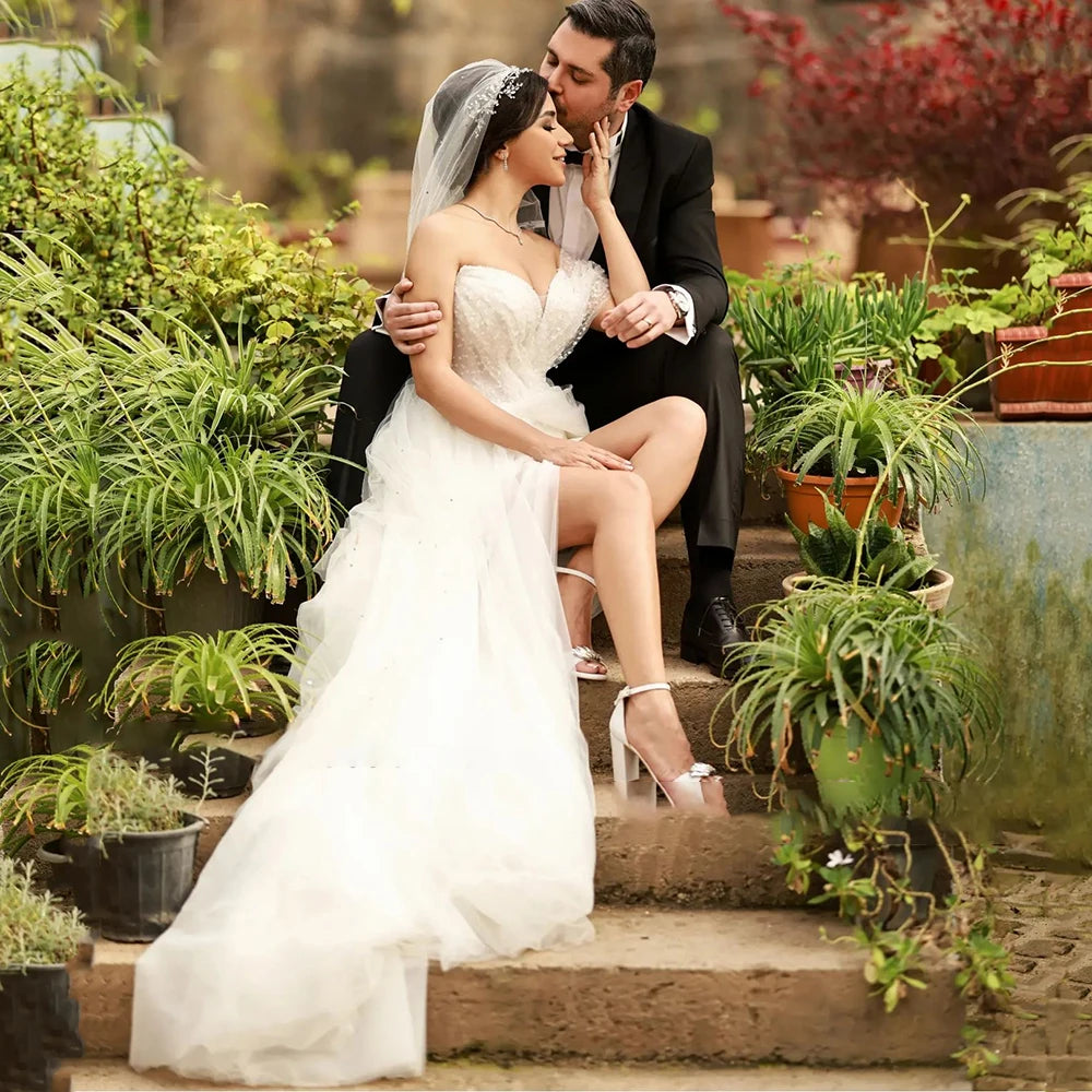 Vestido de noiva curto branco moderno com tule de tule sweetheart vestido de noiva sem mangas para a noiva personalizar vestidos civis de novia