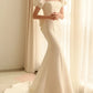 Robes de mariée sirène en Satin blanc de luxe, élégantes, Vintage, dos nu, grand nœud, longue robe de soirée Maxi
