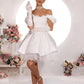 A-line kurze Brautkleider von Schulterstufen Brided Party Kleid für Frauen Flecken Tüll Bridals Kleider maßgeschneidert