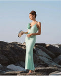 Summer Mint Green Sequins Spaghetti Strap Ankle Length Dress Graceful Woman Evening Party Dress Holiday Vocation Outfit