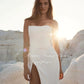 Simple Soft Satin Mermaid Wedding Dresses Strapless Sleeveless Side Split Beach Bride Dress robe de mariée