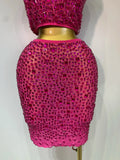 Sexy Sparkly Crystal Diamonds Mesh See Through Two Piece Set Women Elegant Evening Party Costume Singer Stage Performance Outfit