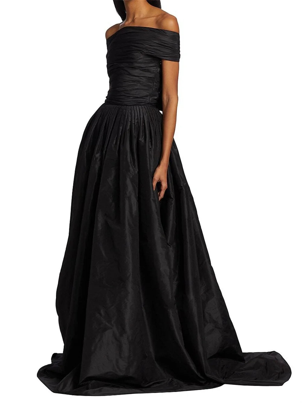 Black Satin Prom Dresses Off the Shoulder A-line فساتين السهرة Elegant Sleeveless Floor-Length vestidos verano moda