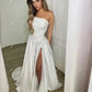 A-Line Elegante Brautkleider trägerloser Fleck Hihe Side Spit Brides Partykleider für Frauen Abendkleider maßgeschneidert