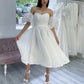 Vestido de noiva de manga curta Organza vestidos de noiva à altura do joelho, simples coreso de marfim de praia manto de mariee personalização medida