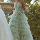 Mysterious Light Green Prom Dress Multilayer Vestidos De Noche Strapless A-line Prom Gown Romantic فساتين السهرة