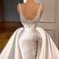 Luxury Beads Mermaid Pearls Bridal Gown with Detachable Train Side Split Wedding Dresses For Women Custom Made Vestido De Novia