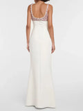 Elegant Women's Diamond Design Bandage Dress Spaghetti Strap Sleeveless Bodycon Long Dress Cocktail Evening Party Vestidos