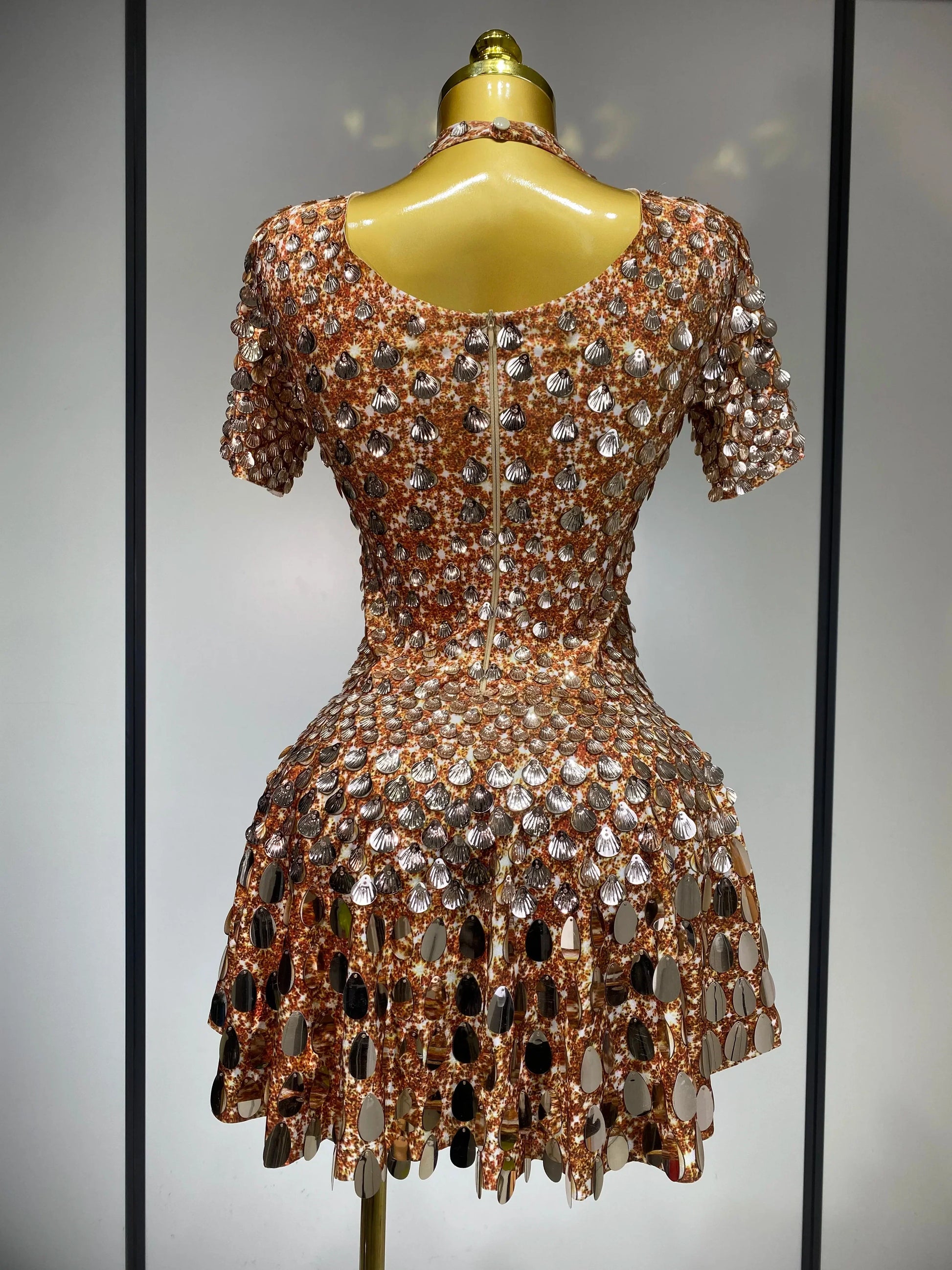 Sparkly Sequins Luxury Birthday Party Gown Short Dress Dancer Stage Performance Wear Women Sexy Nightclub Dress Festival Outfit