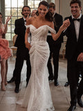 Elegant Sweetheart Neck Ruched Mermaid Wedding Dress Off the Shoulder Sleeveless Bridal Party Evening Gowns Vestido