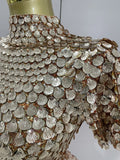 Luxury Shiny Shell Sequins Bodysuit Dress Women Sexy Nightclub Dance Performance Clothing Birthday party Dresses