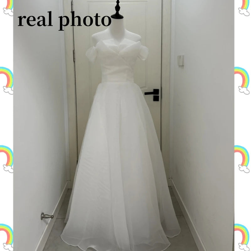 Vestidos De Novia elegantes con hombros descubiertos, línea A, sencillos, largos, nuevos, Sukienka Na Wesele, hechos a medida, de talla grande