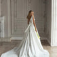 Une ligne robe de mariée princesse Satin robes de mariée Sexy col en V robes de fête de mariage 