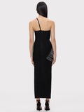 Women Sexy One shoulder Tassels Black Maxi Bodycon Bandage Dress Summer Elegant Cocktail Evening Club Party Gowns