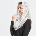 Lace Mantilla Veil For Church Floral Spanish Muslim Head Covering Shawl For Women White Chapel Catholic Veils For Wedding Bridal as pic