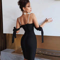 EXquisite Beading Shining Diamonds Lace Up Spaghetti Strap Knee Length Dress Hotsweet Woman Bandage Dress Evening Party Outfit