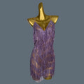 Swing Tassel Crystals Sexy Backless Dress for Women Club Show Dance Dress Birthday Party Deep V Neck Dress Luxury Chic Tiaoyuan PURPLE