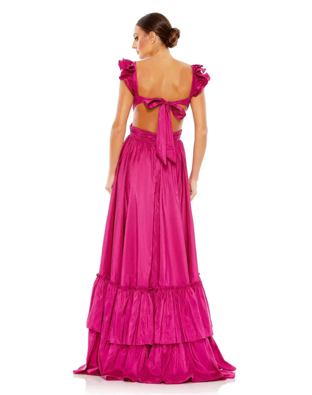 V-neck Satin Prom Dresses Cascading Ruffle A-line فساتين السهرة Elegant Sleeveless Floor-Length vestidos verano moda as pic 1