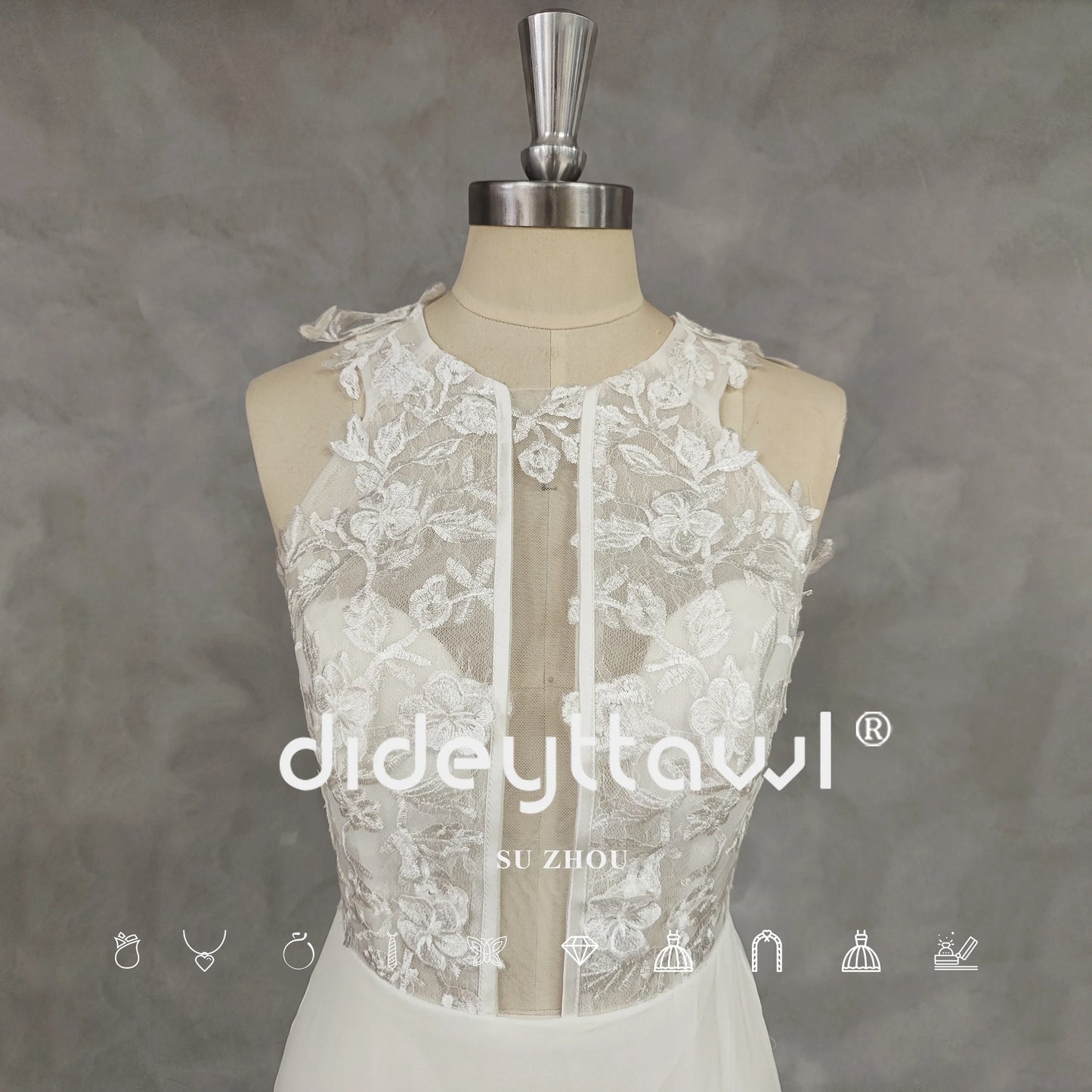 Robe de mariée courte fourreau avec des Appliques, col rond, traîne détachable, dos découpé au-dessus du genou, Mini robe de mariée