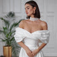 Gaun pengantin pendek dari gaun pengantin bahu yang dapat dilepas kereta custom boho boho tinggi/rendah untuk wanita menyesuaikan dengan ukuran