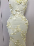 Sexy Halter High Waist Slim Embroidery Floral Long Dress Women Celebrate Evening Party Prom Fashion Cocktail Outfit