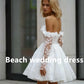 Vestidos de noiva de renda curta de manga comprida A linha 3D Flowers Mini no noiva vestido de vestidos de noiva dos ombros