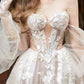 Ivory-nude Boho Wedding Dresses Lace Appliques Off Shoulder Long Sleeves Bridal Gown Women Elegant Bride aliexpress online shop