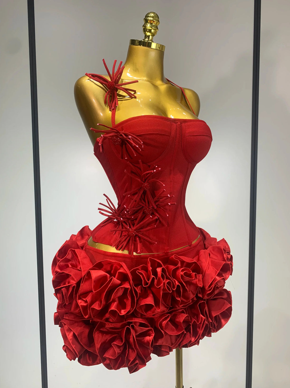 Women Fashion Sexy Halter Prom Gown Celebrity Club Two Piece Set Cocktail Elegant Luxury Birthday Party Red Black Bandage Outfit Red