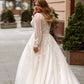 Cantik A-Line Plus Size Wedding Dresses Tulle Lengan Panjang Pengantin Gaun Sweep Keretapi Overssize Bride Dress Robe de Mariee